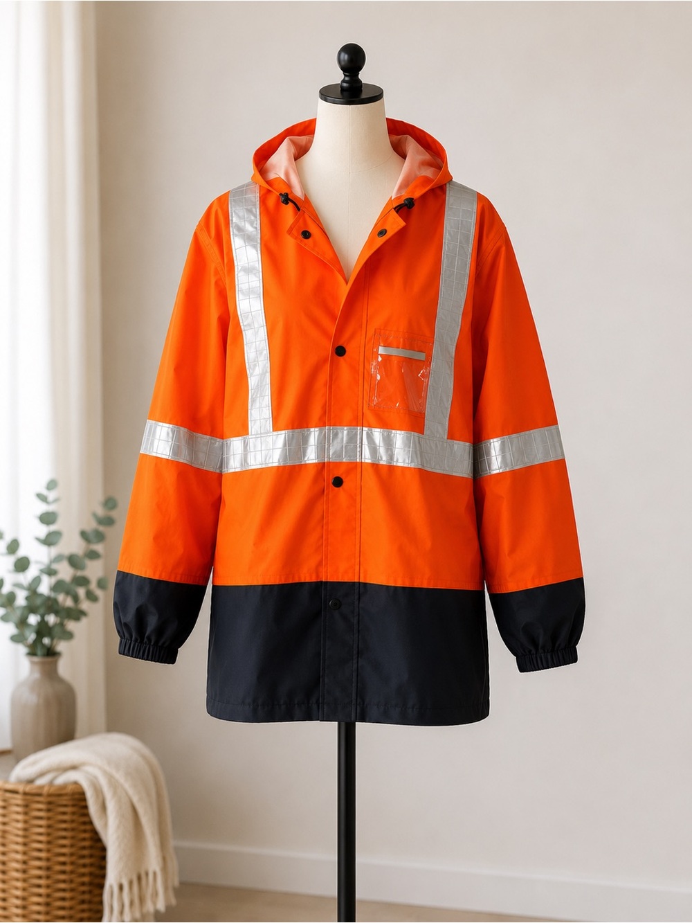 High-Visibility Orange Kids Safety Jacket with Reflective Stripes